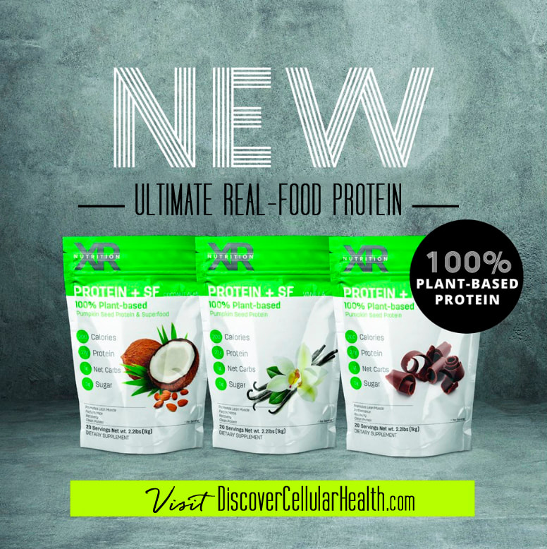 100% Plant-Based Protein + Superfood blend! 3 Flavors - Chocolate, Vanilla and Coconut Almond available at DiscoverCellularHealth.com