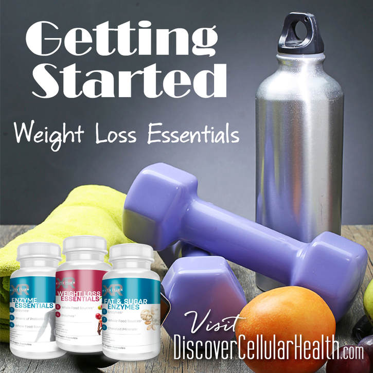 Getting Started Weight Loss Bundle: Our whole food friendly, naturally healthy weight loss necessities can provide your body with what it needs to help improve digestion, curb appetite, and support adrenal function - Enzyme Essentials, Weight Loss Essentials, Fat & Sugar Enzymes. Available at DiscoverCellularHealth.com