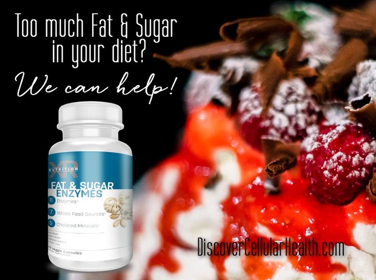 Too much Fat & Sugar in your diet? We can help! Fat & Sugar Enzymes available at DiscoverCellularHealth.com - Digest what you Ingest!