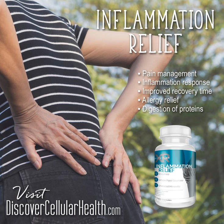 Inflammation Relief contains strong, highly concentrated proteolytic enzymes that enhance the body’s anti-inflammatory, digestive, and immune systems. ​ Learn more at DiscoverCellularHealth.com